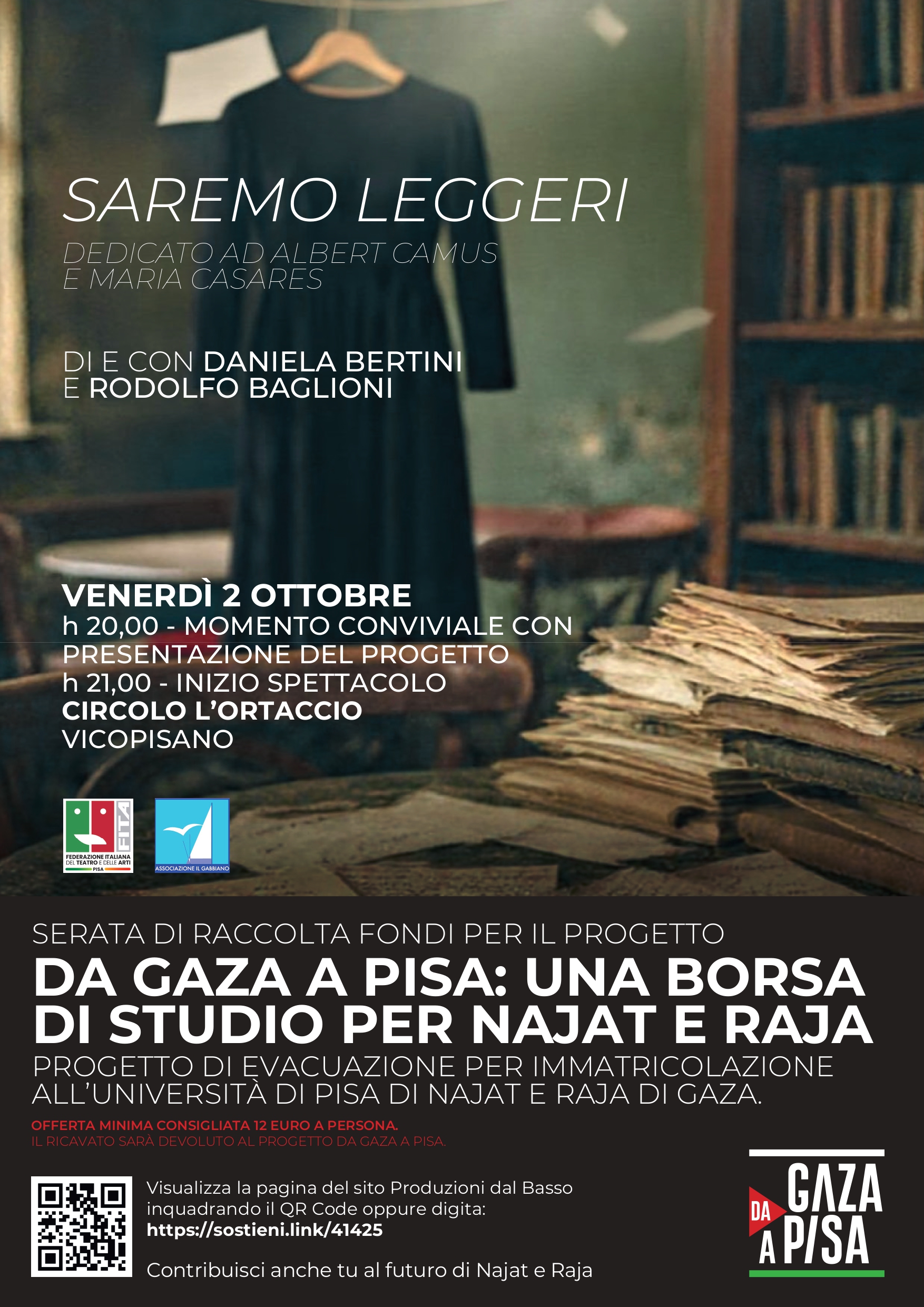 DA GAZA A PISA Una serata di teatro e solidarietà
